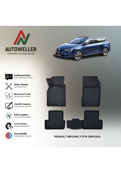 Renault Megane 3 2009-2016 Uyumlu Havuzlu Oto Paspas Station Wagon