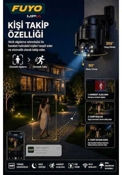Mpia Fuyo Wifi 4mp Fullhd Ptz Akıllı Güvenlik Kamerası Hieasy Gece Görüş Sesli Kişi Takibi + 12v Adaptör Mpia Fuyo Wifi 4mp Fullhd Ptz Akıllı Güvenlik Kamerası Hieasy Gece Görüş Sesli Kişi Takibi + 12v Adaptör