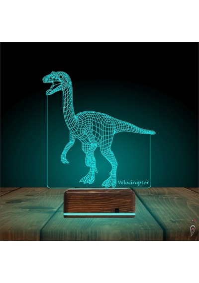 Luvivia Dinozor Velociraptor 3d Lamba - Masa Gece Lambası Şeffaf