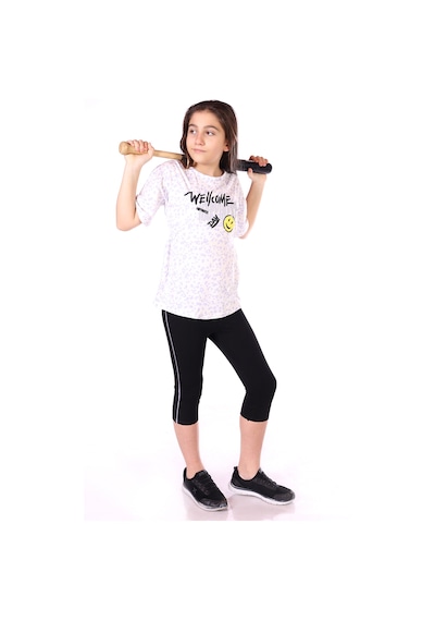 Toontoy Kids Toontoy Kız Çocuk Happiness Baskılı Kaprili Takım Mavi
