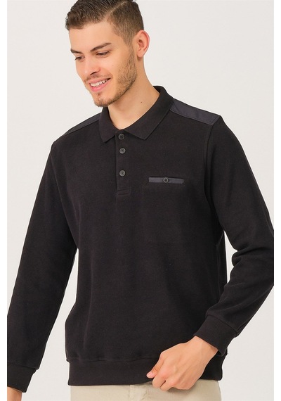 V2501 Dewberry Dıo Rıse Polo Yaka Erkek Sweatshırt-siyah Siyah