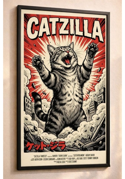 Catzilla'nın Öfkesi Estetik Duvar Posteri , Çerçevesiz Poster
