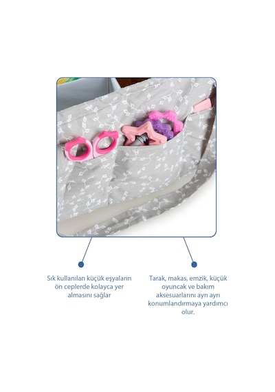 Babyjem - Katlamalı Anne&bebek Organizer Gri Çiçek