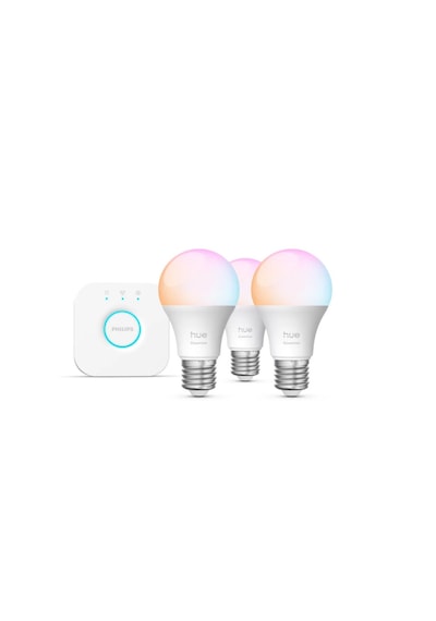 Philips Hue Essential 3'lü E27 Ampul Başlangıç Seti 806 Lumen, Hue Bridge Dahil Çok Renkli Philips Hue Essential 3'lü E27 Ampul Başlangıç Seti 806 Lumen, Hue Bridge Dahil Çok Renkli