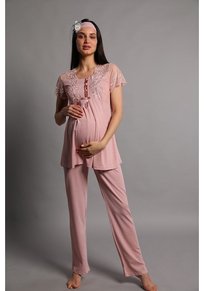 Mecit Pijama Lohusasepeti 5206 Lina Sabahlıklı Lohusa Pijama Takımı 001