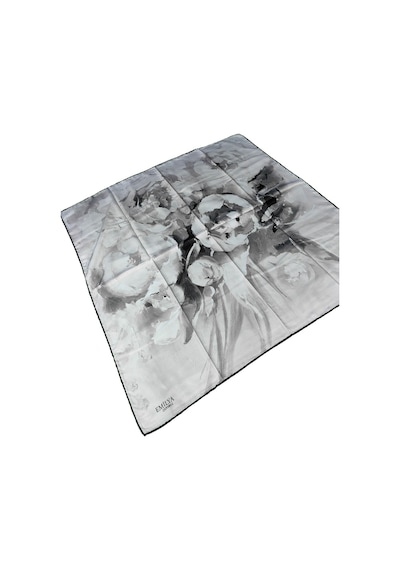 Mim Eşarp Emilya Rayon Çiçek Desenli Eşarp 90x90 Cm Beyaz - Siyah