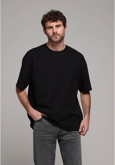 Colin's Colins Oversize Fit Yuvarlak Yaka Düz Erkek Siyah Kısa Kol Tişört Cl1080061 Q1.v1 Blk Siyah