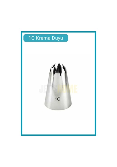1c Kapalı Yıldız Desen Krema Duyu Büyük Boy Pasta Duyu Paslanmaz Çelik Krema Torbası Ucu 3.0x1.8x4.6 Cm Metalik Gri