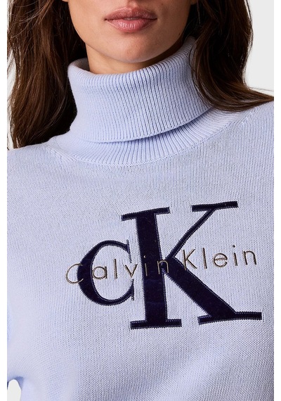 Calvin Klein Logolu % 100 Pamuk Balıkçı Yaka Kazak Lv047h329gc3q Kadın Kazak Lv047h329g C3q Lila