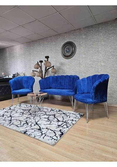 Zafir Krom Kaplama Tel Ayak Papatya Çay Seti Koltuk Takımı , Balkon, Salon, Ofis, Cafe Koltuk Takımı Mavi Zafir Krom Kaplama Tel Ayak Papatya Çay Seti Koltuk Takımı , Balkon, Salon, Ofis, Cafe Koltuk Takımı Mavi