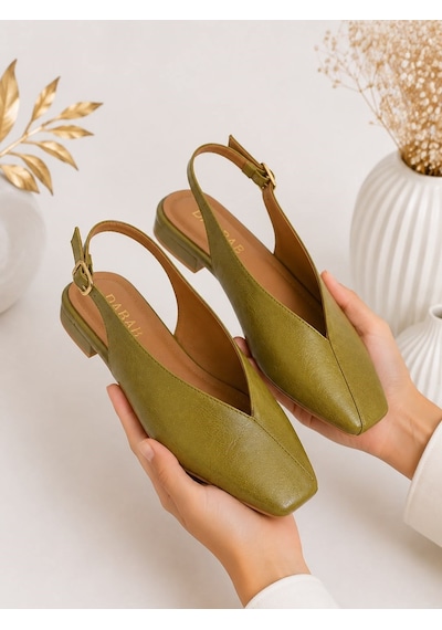 Dabab Shoes Lıvora Kadın Yağ Yeşili Kare Burun Tokalı Düz Taban Slingback Casual Babet Ayakkabı Yeşil Dabab Shoes Lıvora Kadın Yağ Yeşili Kare Burun Tokalı Düz Taban Slingback Casual Babet Ayakkabı Yeşil