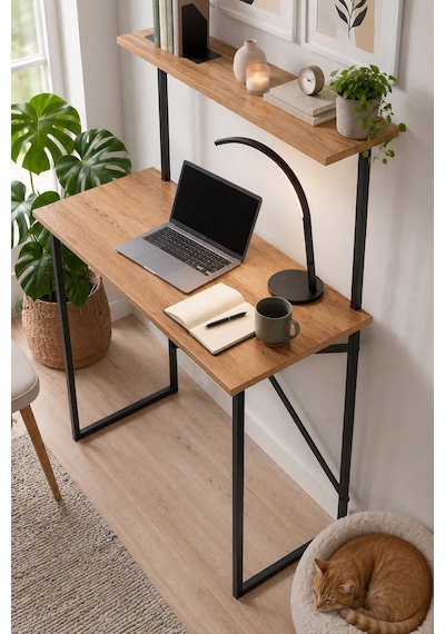 90x45 Cm Raflı Çalışma Masası Laptop Masası Çocuk Çalışma Masası Ders Masası Atay Çam