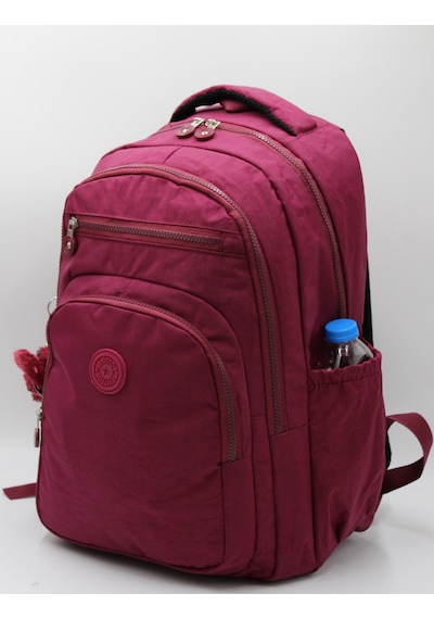 Suya Dayanıklı Krinkıl Kumaş Bordo Unisex Okul Çantası 18