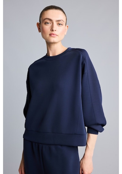 Defacto Ultra Yumuşak Oversize Bisiklet Yaka Dikiş Detaylı Modal Sporcu Basic Sweatshirt H4536ax26auın187 İndigo-ın187