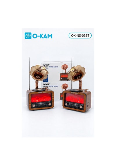 O-kam Ok-ns-03bt Bluetooth Gramofon Şömine Efektli Radyo