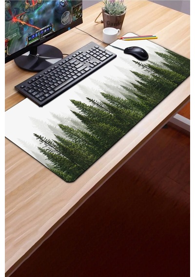 Sonictouch Klavye Mousepad 40x90cm Dikişsiz Pürüzsüz Sıvı Geçirmez Kaymaz Taban Sisli Çamlar
