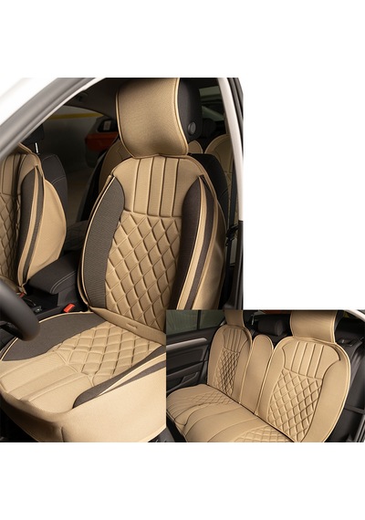 Space Elegance 5'li Koltuk Kılıfı Set Minder Bej-koyu Bej / Klmny541