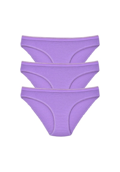 Pemilo Kadın 3'Lü Paket Desenli Bikini Külot Mor-Tek Ebat-Mor