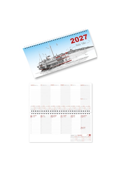 2027 Haftalık Masa Takvimi Masa Sümeni Orta Boy 31 x 14.5 CM