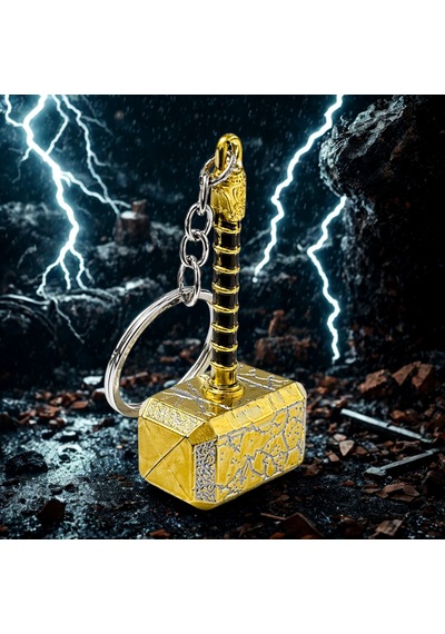 Metal Çekiç Anahtarlık Şık Tasarım Dayanıklı Anahtar Süsü 8x3.5 Cm Altın