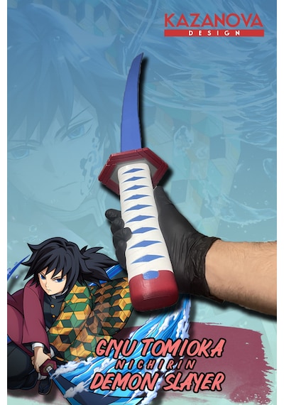 Kazanova Design Giyu Tomioka Katlanabilir Katana Figür 98 Cm Demon Slayer Anime Cosplay