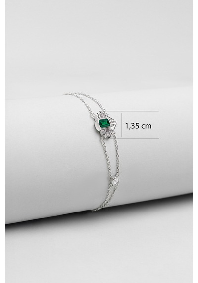 Modern Çizgi 18 Ayar Beyaz Altın Kaplama 19 Cm Gümüş Tasarım Bileklik