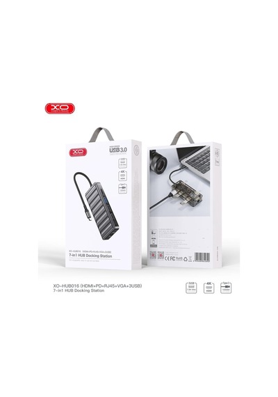 Type-c Çıkışlı 7'si 1 Arada Hdmı, Ethernet Ve Vga Destekli Çok Fonksiyonlu Hub Dönüştürücü