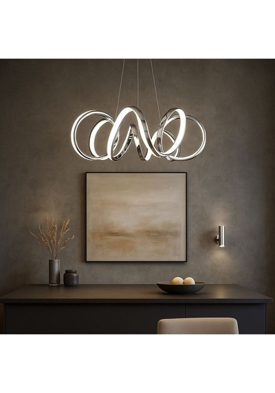 Spiral Model Krom Kaplama Metal Salon Mutfak Oturma Yatak Odası Modern Led Sarkıt Avize Gri
