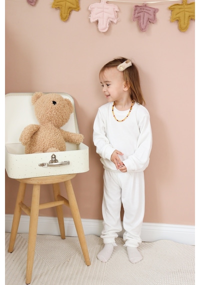 MiaBaby Kaşkorse Mevsimlik Pijama Takım Beyaz