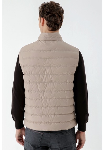 Morven Erkek Bej Polyester Çıtçıtlı Kapitone Yelek