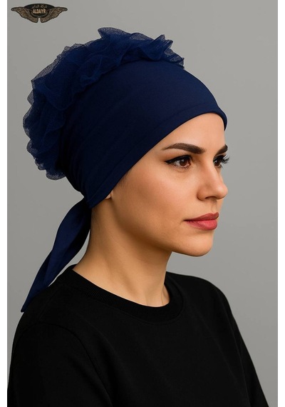 Aldaıyr Fırfır Bone Tesettür Bone Lacivert