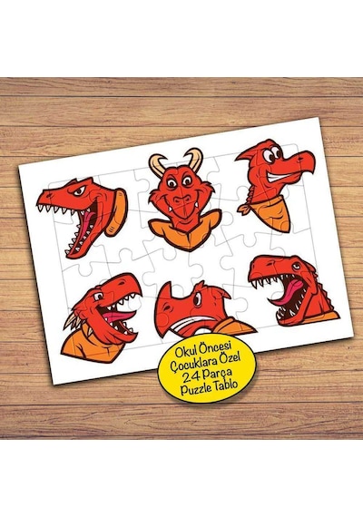 Vahşi Dinazorlar Çocuklara Özel Puzzle Yapboz Tablo-pz141