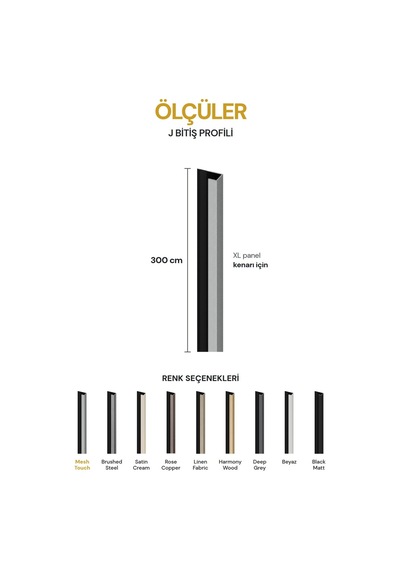 Vilo Mpc J Bitiş Profili Mesh Touch 300cm Xl Duvar Paneli Kenar Ve Dış Köşe Bitişi