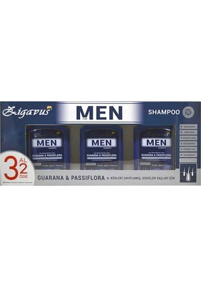 Zigavus Erkekler için Saç Dökülme Karşıtı Şampuan 3 x 300 ML