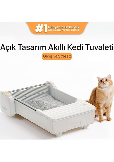 Ubpet C31 Açık Tasarımlı Otomatik Akıllı Kedi Tuvaleti App Kontrollü, Otomatik Temizleme, 38 Db Sessiz, Beyaz