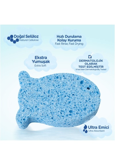Wee Baby Doğal Selülozik Banyo Süngeri Mavi