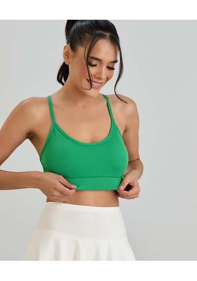 Aurafit Fitilli U Yaka İp Askılı Basic Büstiyer/croptop - 9027 Yeşil