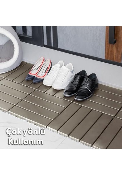 1177 Bahçe Balkon Teras Banyo Paspası 9lu Zemin Karosu Latte Genel