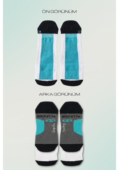 Socketta 2'li Siyah/turkuaz Üniseks Dikişsiz Esnek Hafif Anatomik Kısa Konç Bisiklet Çorabı - Premium Collection Siyah/turkuaz Socketta 2'li Siyah/turkuaz Üniseks Dikişsiz Esnek Hafif Anatomik Kısa Konç Bisiklet Çorabı - Premium Collection Siyah/turkuaz
