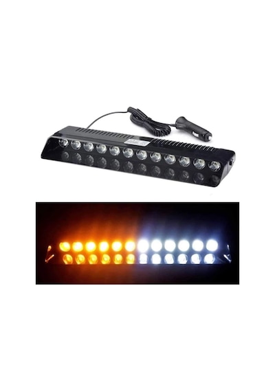 Cam Içi Çakar Led - 12 Ledli Çakar Vantuzlu Kırmızı-Beyaz-Mavi