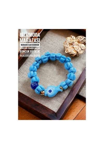 Murano Cam Bodrum Boncuk Charm Nazar Boncuk Bileklik Nazar Boncuklu Bileklik Mavi 47548084