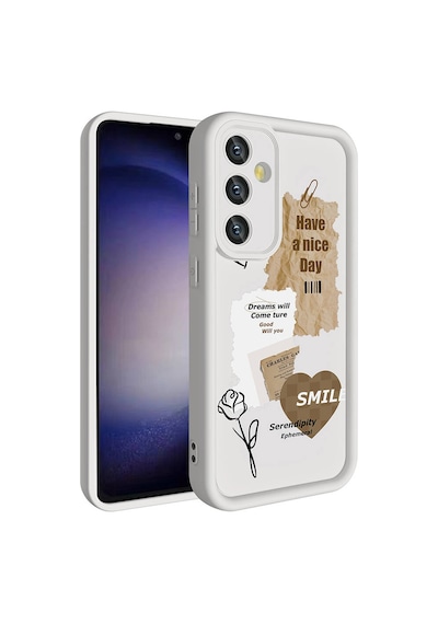 Zore Galaxy S23 Fe Kılıf Kamera Korumalı Baskılı Arka Yüzey Ogaa Klas Kapak - Açık Kahve