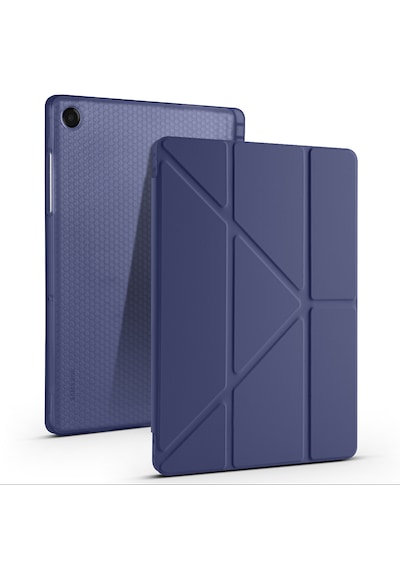 Samsung Galaxy Uyumlu Tab A11 Plus Kılıf Tri Folding Kalem Bölmeli Katlanabilir Standlı Pu Deri Yumuşak Kapak