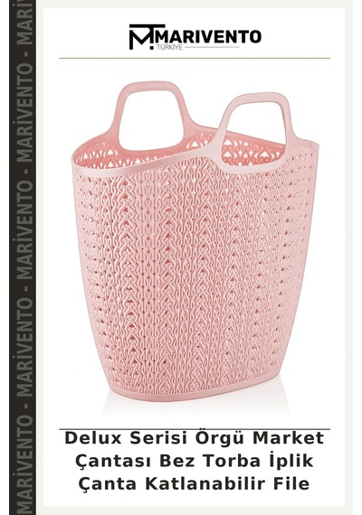 Delux Serisi Örgü Market Çantası Bez Torba İplik Çanta Katlanabilir File Çok Renkli