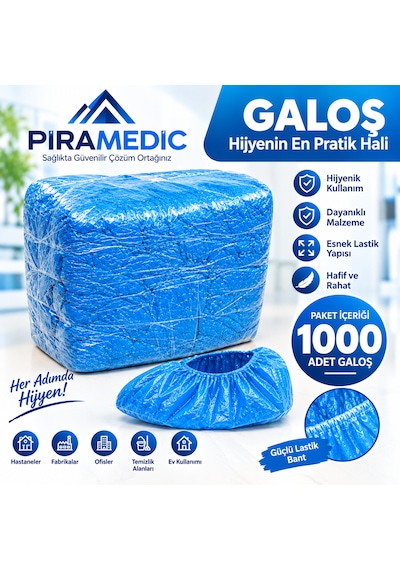 Piramedic Galoş 10 Micron 1000 Adet Mavi Galoş