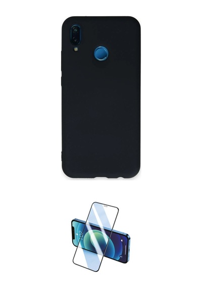 Cep Huawei Uyumlu P20 Lite Kılıf Ahenk Serisi İkili Koruma Seti Najmaddin Mavi