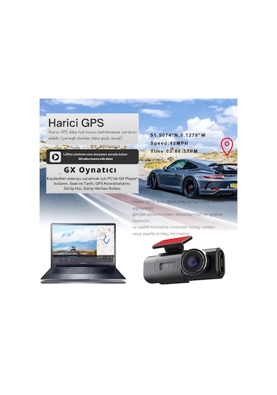 Antcam V309 4k+1080p Çift Kameralı 170 Geniş Açılı Wifi Gps Gece Görüşlü Araç İçi Kamera