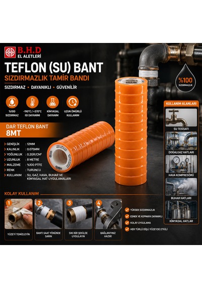 Diyarı Fırsat Dar Su Tesisat Teflon Bandı 12 Mm 8 M 10'lu Paket