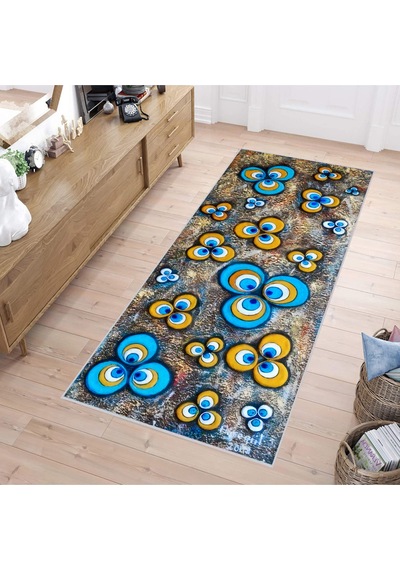 Rovigo Home Dijital Baskı Yıkanabilir Kaymaz Taban Salon Halısı RVG0248 Çok Renkli