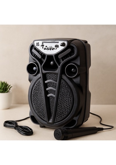 8 İnç Kablosuz Karaoke Hoparlör Mikrofonlu, Usb/tf/aux, Işıklı, Şarjlı